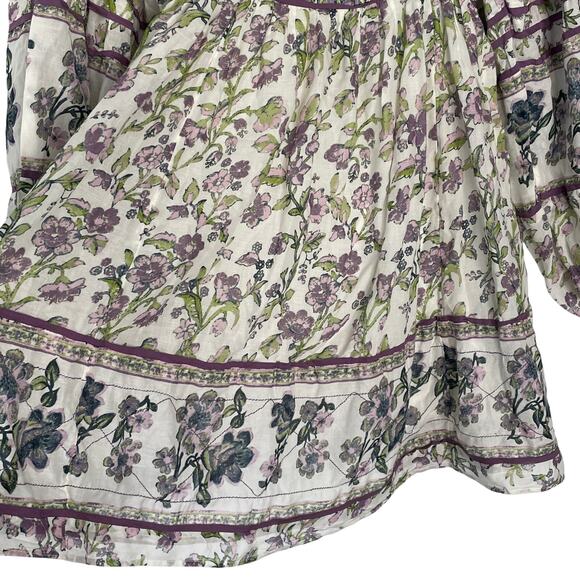 Free People Mini Dress Endless Afternoon Peasant Milkmaid Boho Floral Size Small - Picture 10 of 14